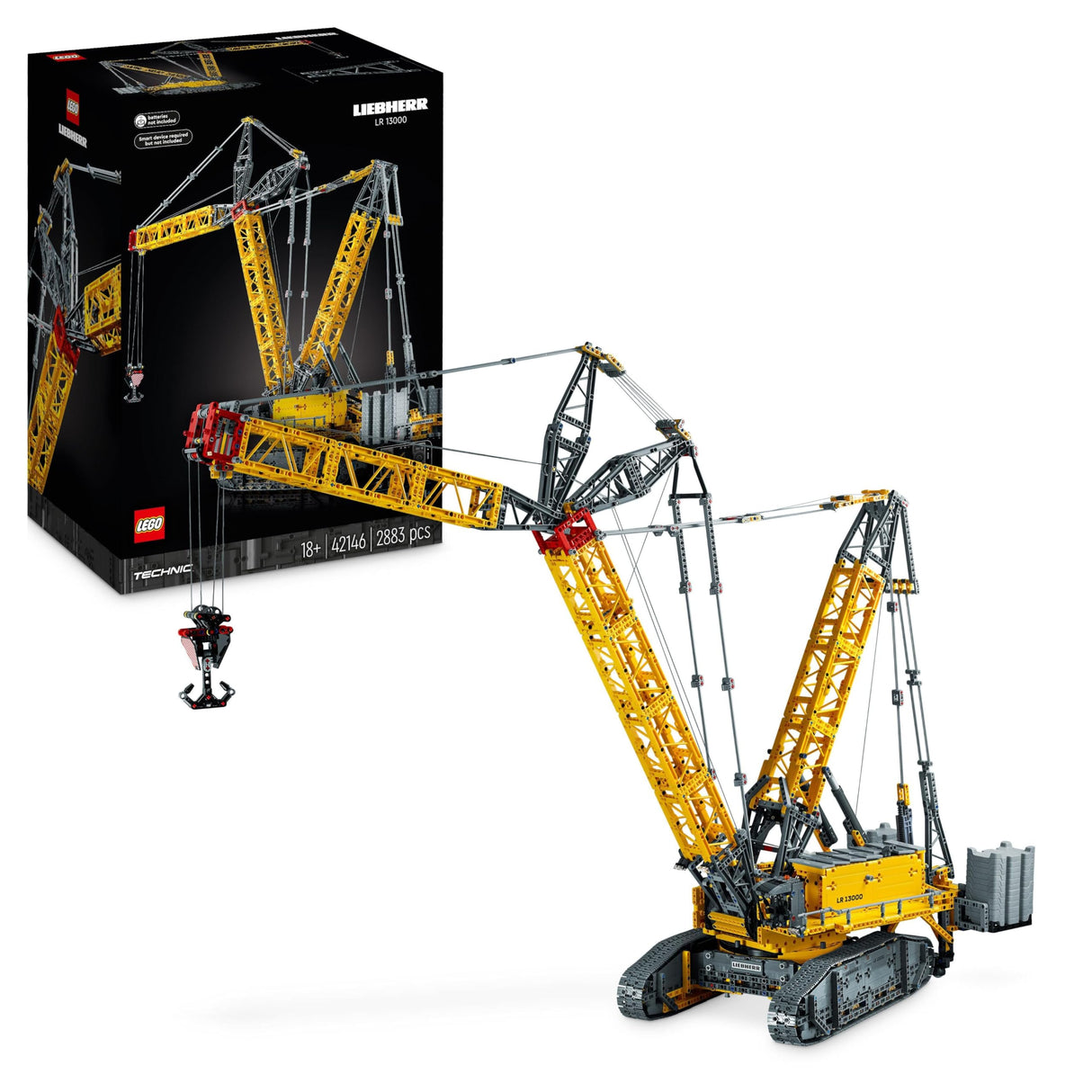 LEGO 42146 Technic Set Grúa sobre Oruga Liebherr LR 13000, Construye el Vehículo teledirigido definitivo con Control+ App, Sistema de Cabestrante y Brazo Extensible, Gran Set de Maqueta para Adultos
