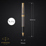 PARKER Bolígrafo roller Sonnet | lacado gris con adornos dorados | punta fina de acero inoxidable | estuche de regalo