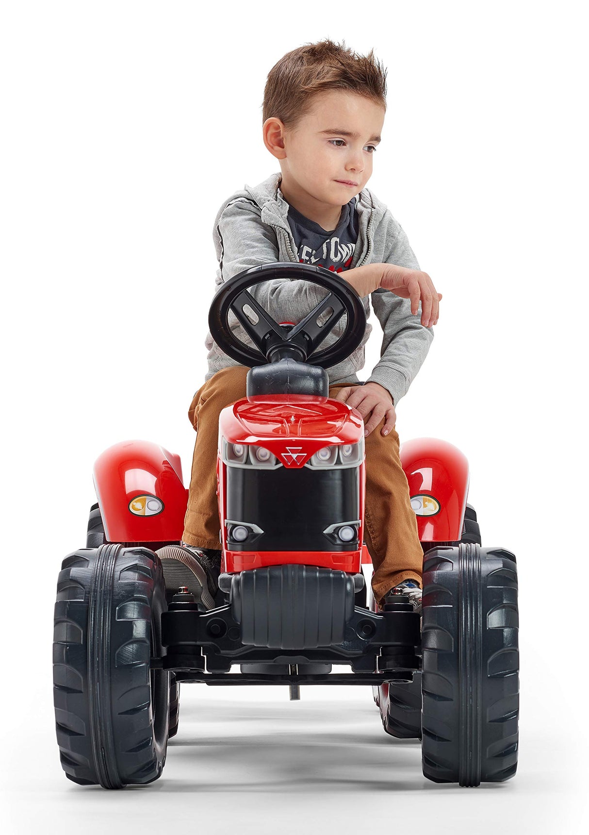 FALK-Tracteur à pédales Massey Ferguson S8740 Rouge with remorque Tractor Remolque-A Partir de 3 años-Fabricado en Francia-Volante direccional con bocina-Asiento regulable-4010AB, Multicolor, 4010ab