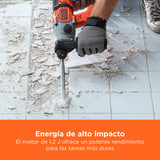 BLACK+DECKER Taladro percutor SDS-Plus a batería 18V, baterías de iones de litio 2,5Ah, potente energía de impacto 1,2J, caja del kit, BCD900E2K-QW