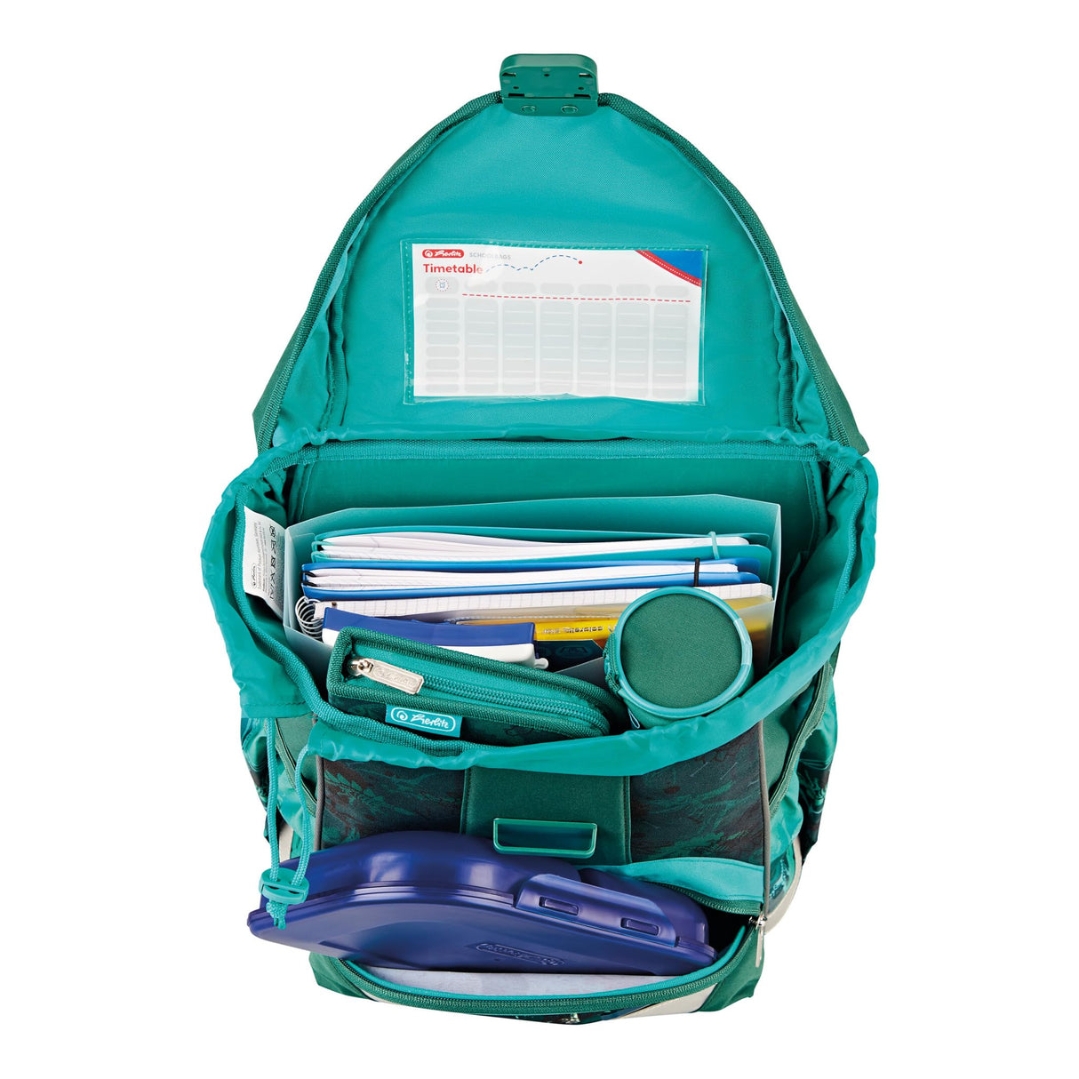 herlitz Equipaje unisex ultraligero Plus para niños (paquete de 1), Green Rex, Kindergepäck, Mochila escolar