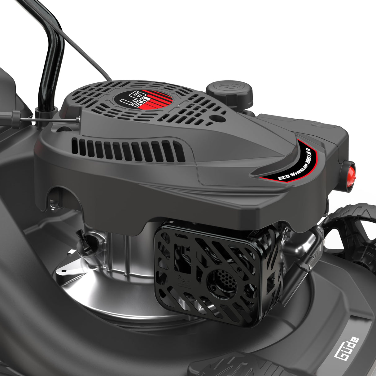 Güde Cortacésped Eco Wheeler 390 1,6 R (Motor de Gasolina de 4 Tiempos 1,6/2 (kW/PS), Ancho de Corte 390 mm, Dispositivo de Pesca de 35 L, Ajuste de Altura de Corte 30 – 66 mm, siega, recolección,