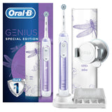 Oral-B Genius cepillo de dientes eléctrico edición especial, mango de cepillo de dientes de inteligencia artificial con estuche de viaje, morado