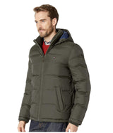 Tommy Hilfiger Hooded Puffer Jacket (Standard and Big & Tall) Abrigo Alternativo Largo, Camuflaje, S para Hombre