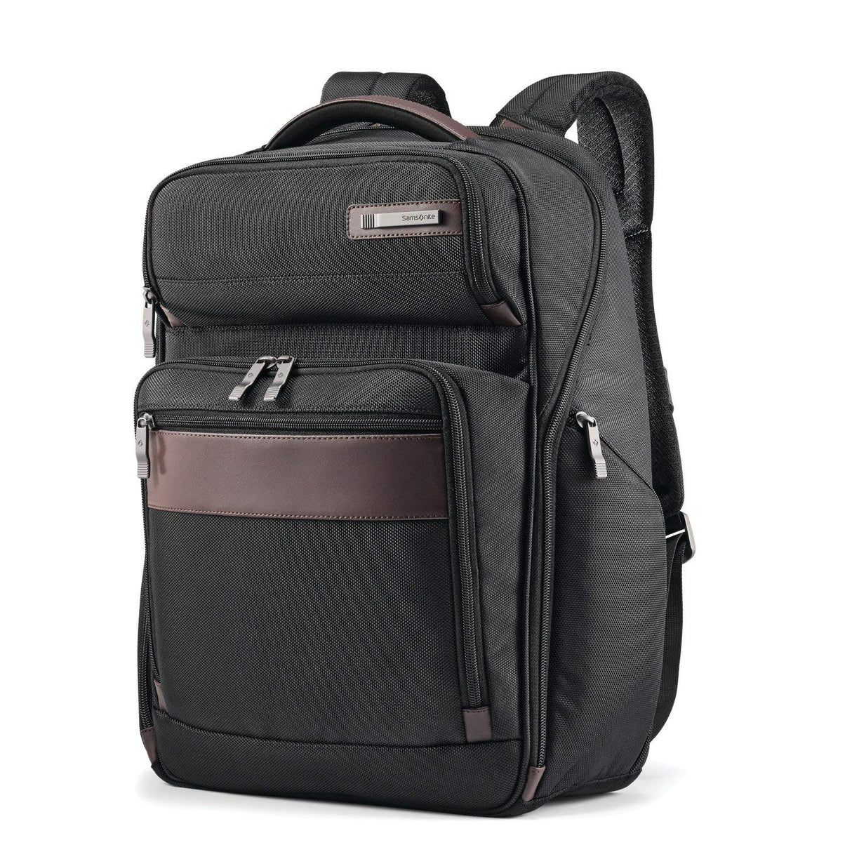Samsonite Kombi - Mochila de negocios, Negro/Marrón, 17.5 x 12 x 7-Inch, Kombi - Mochila de negocios