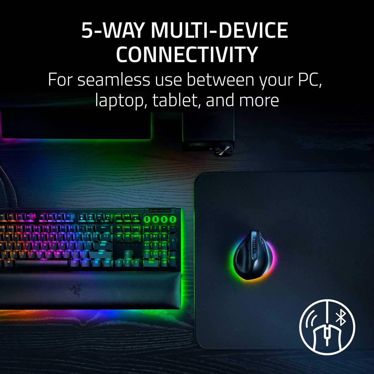 Razer Pro Click V2 Vertical - Ratón inalámbrico ergonómico Vertical para usuarios diestros - Asistencia IA Prompt - Sensor óptico 30K - Windows & Mac (hasta 6 Meses batería, Chroma RGB) Negro