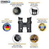 STEINER Prismáticos Wildlife 10,5x28 - Óptica de Calidad Alemana, imágenes HD de Alto Contraste, Ligeros, Ideales para Senderismo y para observaciones detalladas de la Naturaleza