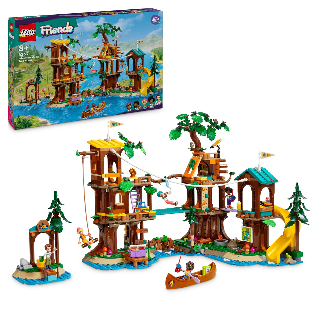 Lego Friends Campamento de Aventura: Casa del Árbol con 5 Animales de Juguete, Regalo para Niñas y Niños de 8 Años o Más, 5 Mini Muñecas y Muñecos y Figura de Búho, Casita de Muñecas 42631