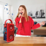 LEXIBOOK, Marvel Spider-Man, Altavoz Bluetooth® inalámbrico Luminoso con micrófono, Efectos de luz Multicolores, Ranura para Tarjeta SD/TF, Batería Recargable, Rojo, BTP185SPZ