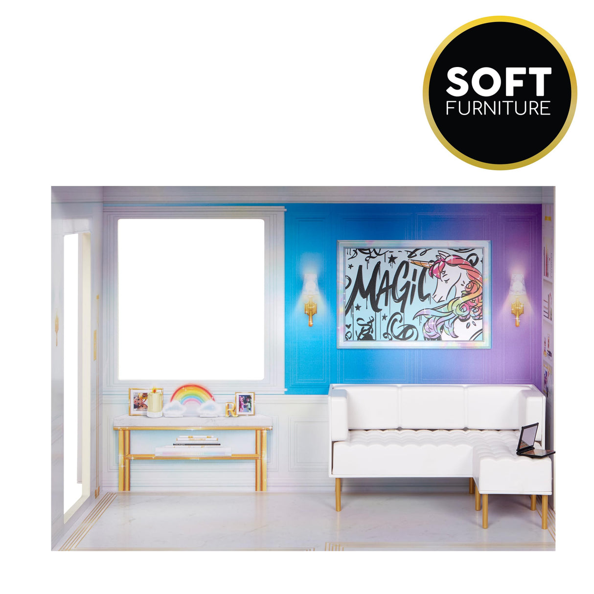 Rainbow High Townhouse: Casa de Muñecas de Madera de 3 Plantas con 5 Habitaciones y Terraza en la Azotea - Casa de Moda Amueblada con Ascensor y Accesorios de Juego - para Niños de 4 a 12+ Años