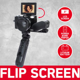 AGFA PHOTO Realishot VLG-4K Kit Vlogging - Cámara 24MP, Video 4K, Pantalla LCD 3’’, Zoom Digital 16X, Sensor CMOS, Batería de Litio - Negro