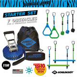 Schildkröt Jungle Line, Juego de Circuito de Escalada para Niños y Adultos, 11 Metros, Carrera Ninja al Aire Libre, 7 Obstáculos Robustos