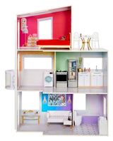 Rainbow High Townhouse: Casa de Muñecas de Madera de 3 Plantas con 5 Habitaciones y Terraza en la Azotea - Casa de Moda Amueblada con Ascensor y Accesorios de Juego - para Niños de 4 a 12+ Años