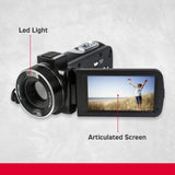 AgfaPhoto Realimove CC2700 - Videocámara de vídeo de 2,7 K, Fotos de 24 MP, Pantalla táctil IPS de 3,0 Pulgadas, Zoom Digital 18X, luz LED, Mando a Distancia, 2 Pilas de Litio