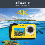Easypix W3048 Edge Yellow - Cámara Sumergible, 48MP Doble Pantalla