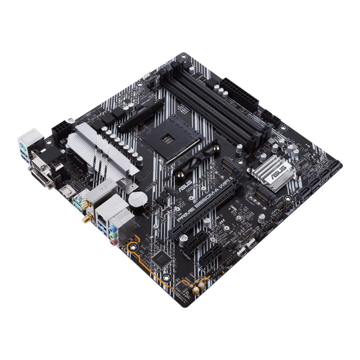 ASUS Prime B550M-A WiFi II - Placa Base Micro-ATX AMD B550 (2X M.2, PCIe 4.0, Wi-Fi 6, 1 GB Ethernet, HDMI, DVI-D, D-Sub, SATA 6 Gbps, USB 3.2 Gen. 2 de Tipo A y Conectores Aura Sync RGB)