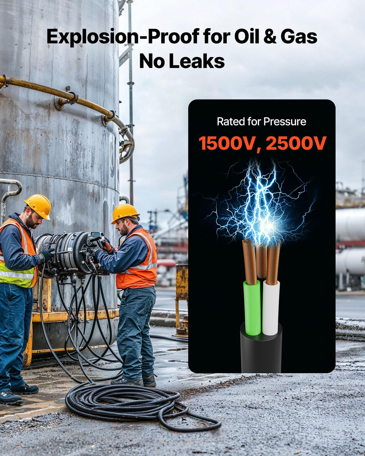 VEVOR SOOW - Cable de alimentación (10 AWG 3 conductores, extensión eléctrica resistente, 600 V, longitud 30,48 m, funda de goma CPE, conductor de alambre fino cobre, cable eléctrico para necesidades
