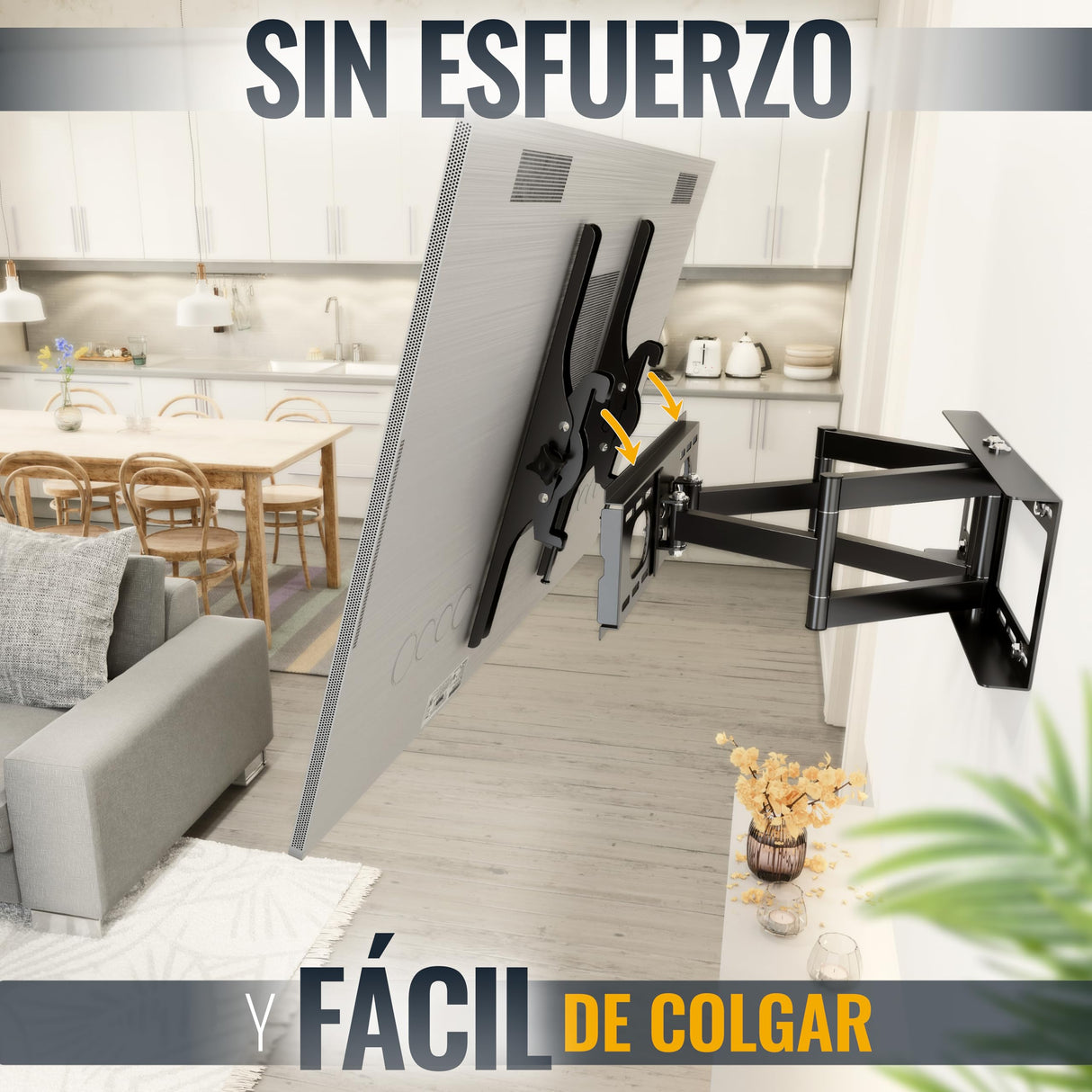 RICOO Soporte TV Pared Giratorio Inclinable Televisión 32-65" (81-165cm) R28 Brazo Universal Televisor LED/LCD/Curvo VESA 200x200-400x400 Negro