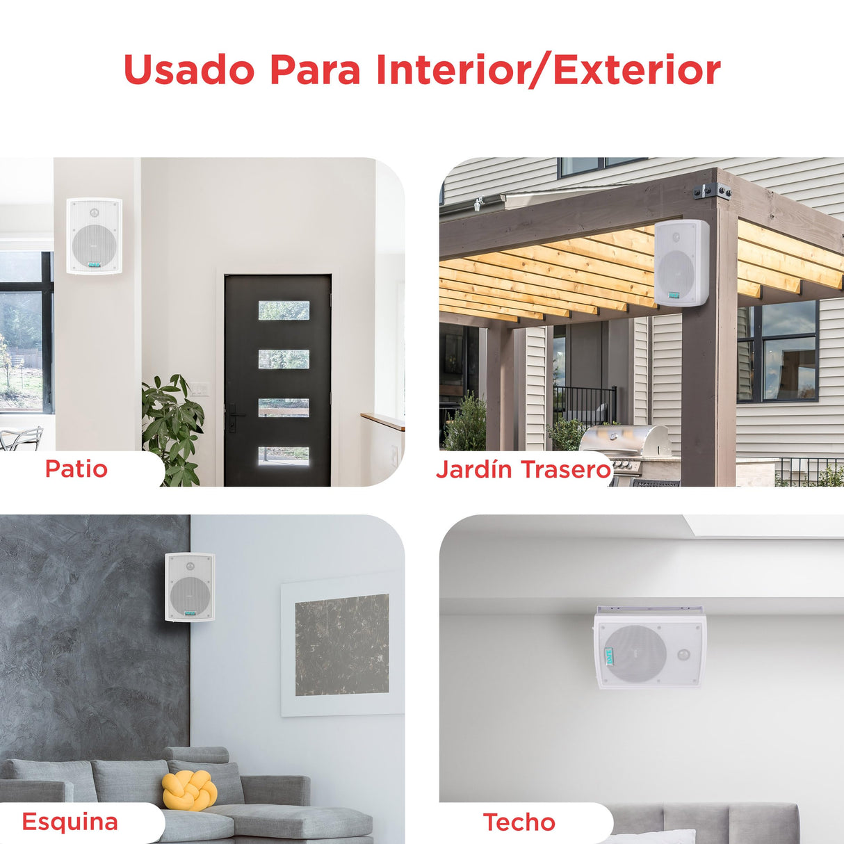 Pyle altavoces, Dobles, 6.5”, Resistentes a la intemperie, Montaje en pared o techo, Con parrilla resistente, Waterproof, Ideal para uso en patio, Piscina