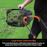 LawnMaster CLM2432K Cortacésped de cortacésped 24V 32 cm de Ancho de Corte, 150 m², Altura de Corte 25-65mm, Incluye batería de 4,0 Ah + Cargador