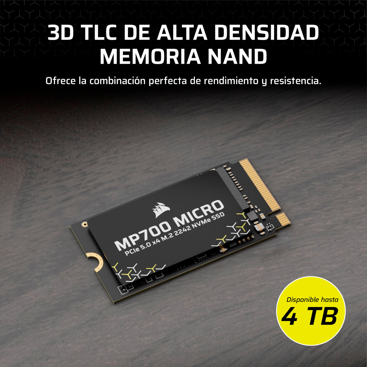 Corsair MP700 Micro 2TB PCIe 5.0 NVMe M.2 2242 SSD – hasta 10.000 MB/s de Lectura, 8.500 MB/s de Escritura – Velocidad Gen5 para Portátiles y Mini PC – Negro