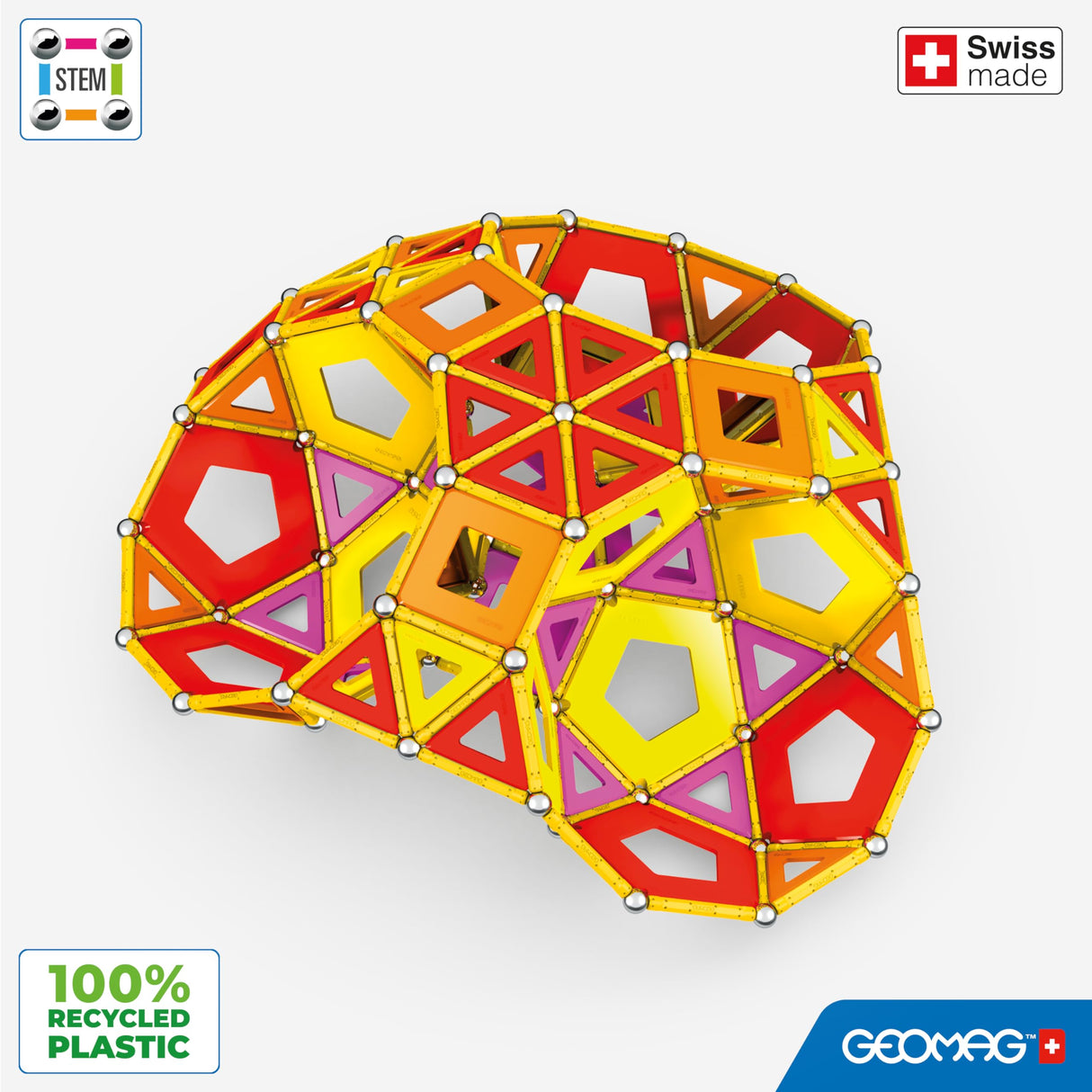 Geomag Classic Masterbox, Juego de Bloques de Construcción Magnéticos para Niños, Juguete Magnético, Colección Verde de Plástico 100% Reciclado, Edad 3-99 Años, 388 Piezas
