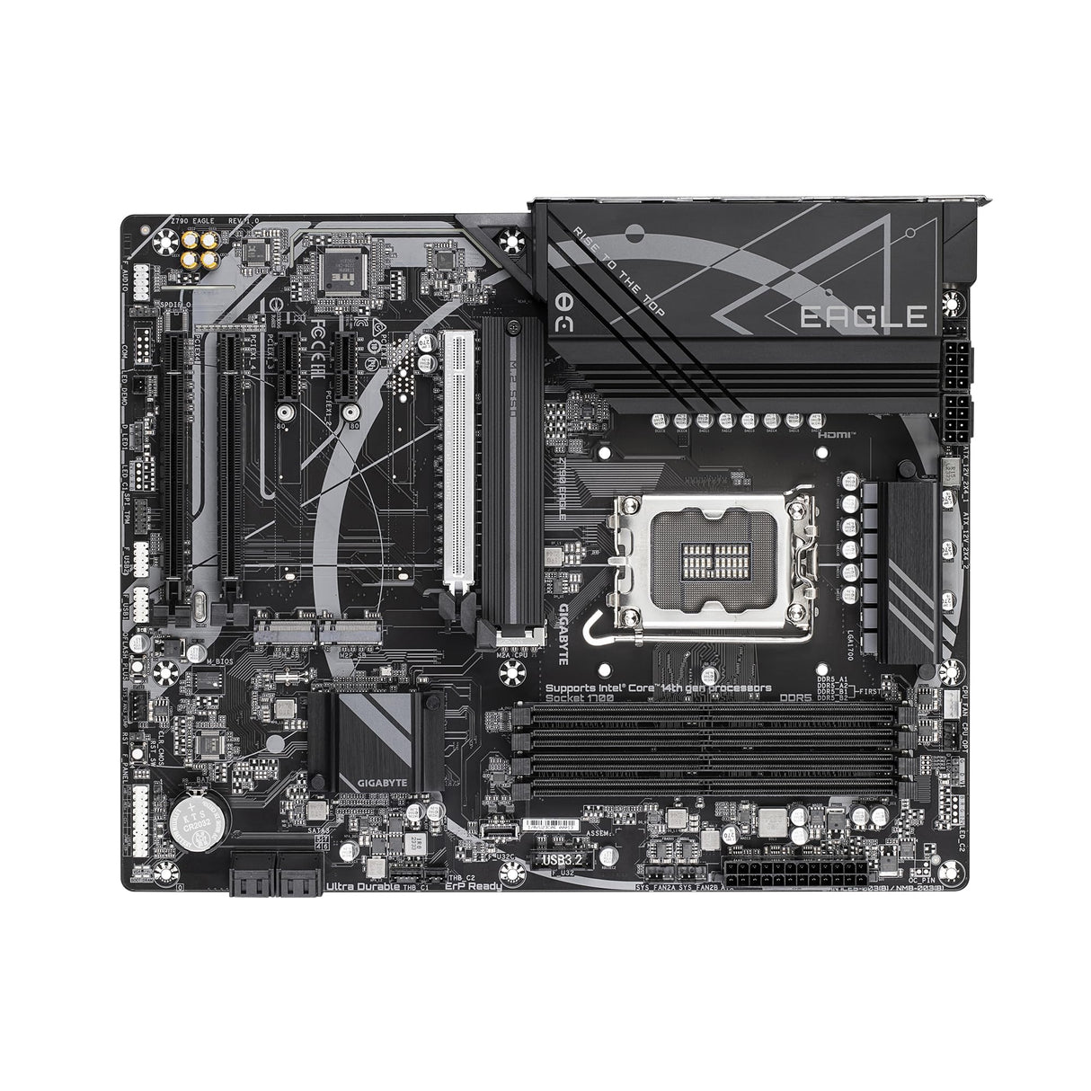 GIGABYTE Z790 Eagle Placa Base - Soporta CPUs Intel Core de 14ª generación, VRM de 12+1+1 Fases, hasta 7600MHz DDR5 (OC), 3xPCIe 4.0 M.2, 2,5GbE LAN, USB 3.2 Gen 2