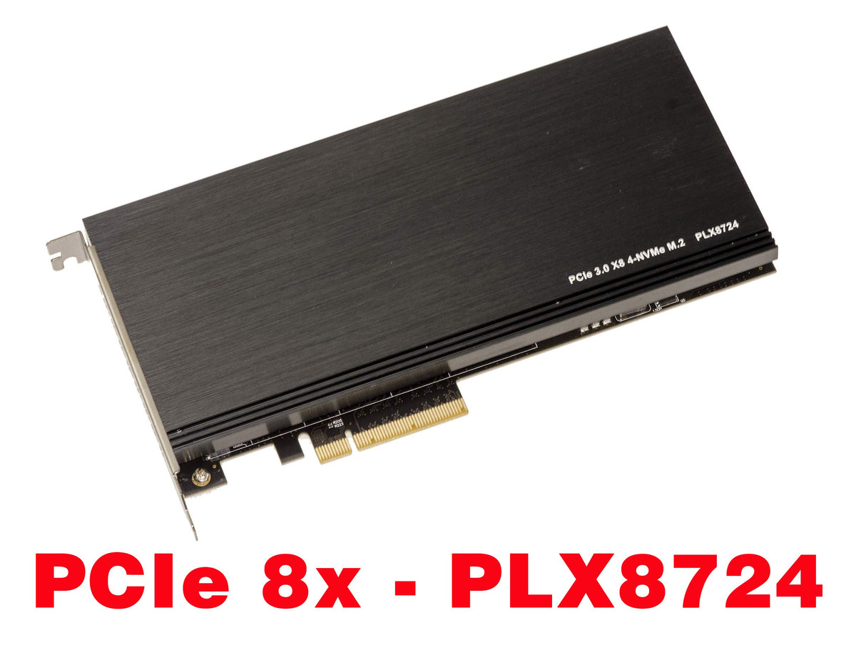 Kalea-INFORMATIQUE Tarjeta controladora M2 PCIe 3.0 x8 para 4 Unidades SSD M.2 NVMe M Key. Chipset PLX8724 - Ancho de Banda 64 GB máx. 12000 MB/s