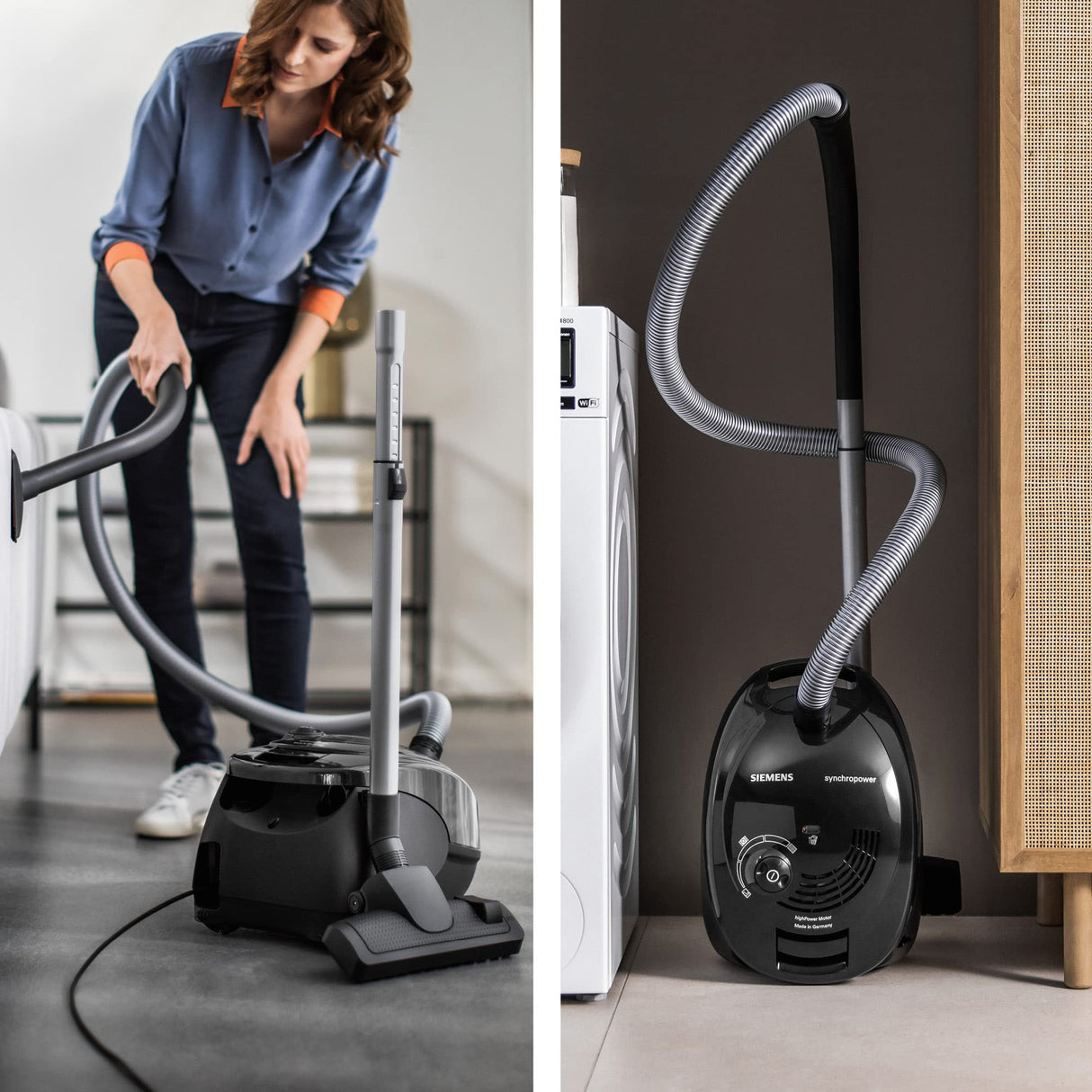Siemens Synchropower - Aspirador con bolsa, 4 L, 600 W, color negro