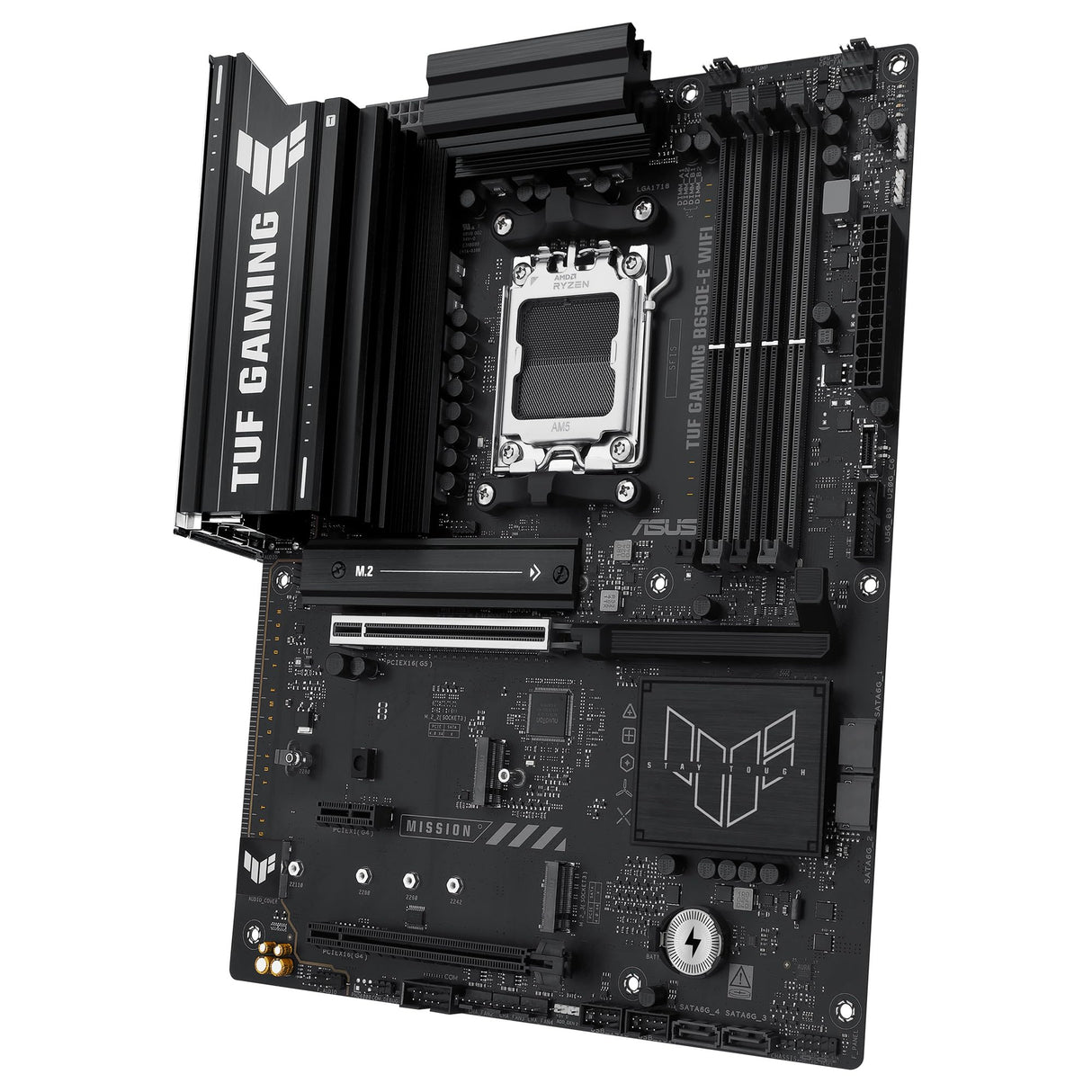 ASUS TUF Gaming B650E-E WiFi - Placa Base AMD B650 ATX, 8+2+1 etapas de Potencia 80A, DDR5, PCIe 5.0, M.2, Wi-Fi 6E, Ethernet 2,5 GB, DisplayPort, HDMI, USB Tipo-C, BIOS Flashback, Aura Sync