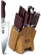 HOSHANHO Juego de Cuchillos de Cocina de 18 Piezas, Juego de Cuchillos de Chef de Acero Inoxidable de Alto Carbono, Juegos de Cuchillos con Bloque Profesional Ultra Afilado con Tijeras
