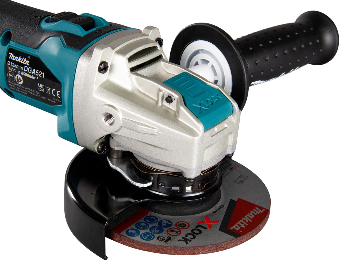 Makita DGA521ZX1 X-Lock Cordless Angle Grinder 18V sin batería y cargador