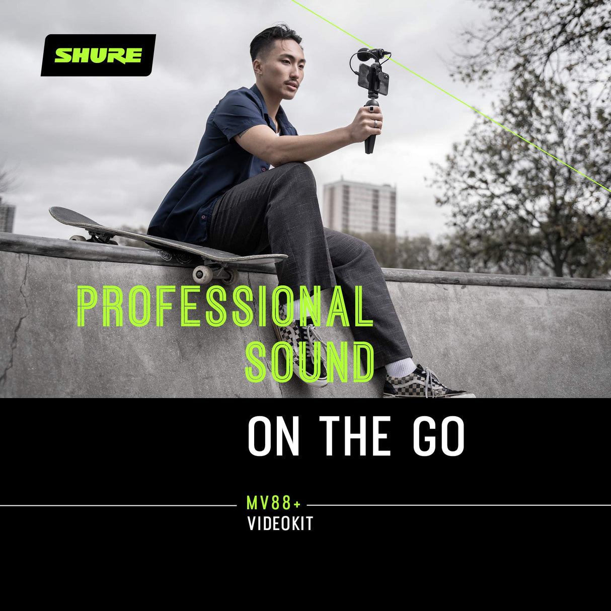 Shure MV88+ Micrófono de Condensador Kit de vídeo estéreo Digital para Apple y Android, con Cable, con trípode Manfrotto PIXI, Abrazadera para teléfono, Soporte y Cables iOS y USB-C