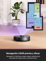 EUREKA E6 Plus Robot Aspirador y Fregasuelos, 5000Pa Succión Potente, Base de Vaciado Automático 2.5L,Sistema LiDAR preciso, Control por App, Diseño Anti-enredo, Ahorrador de Espacio,Mapa Multicapa