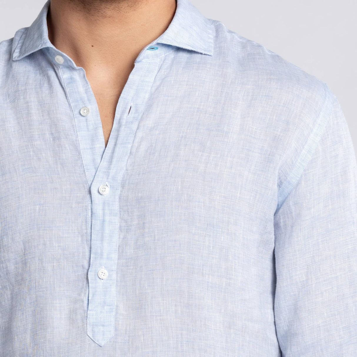 Panareha Camisa Polera Hombre Lino MAMANUCA Azul Claro (L)