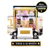 RAINBOW HIGH Rainbow Visions World Tour Autobús y Escenario 4-en-1 - Incluye Equipo de DJ, Luces Reales, camerino, Accesorios y Pilas - Edad: 6+ años