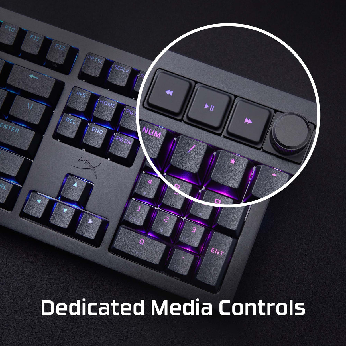 HyperX Alloy Rise - Teclado mecánico para juegos intercambiable en caliente, PC, sensor de luz ambiental, montaje en junta, interruptores lineales
