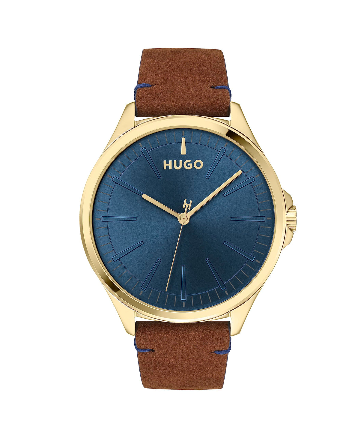 HUGO Reloj Analógico de Cuarzo para Hombre Colección #Smash con Correa de Cuero Marrón - 1530134