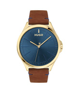 HUGO Reloj Analógico de Cuarzo para Hombre Colección #Smash con Correa de Cuero Marrón - 1530134