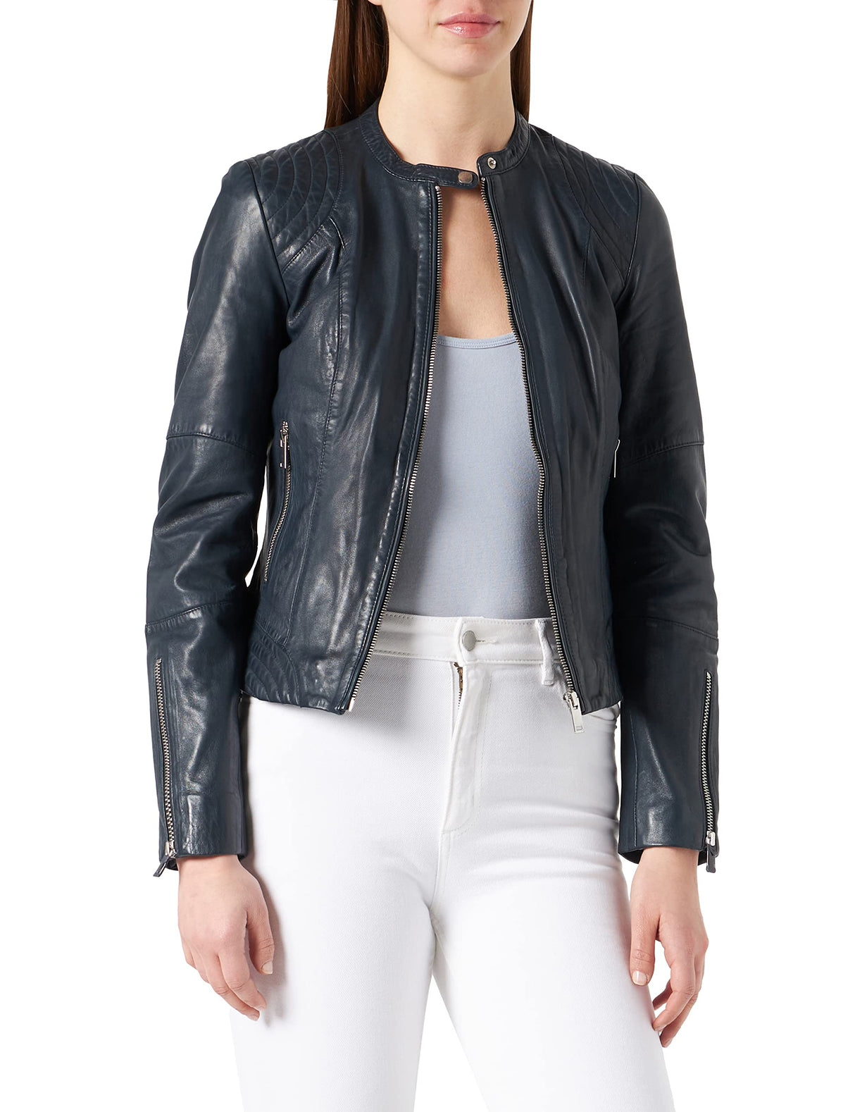 Naf Naf Cbiker Blazer, Azul Marino, 38 para Mujer