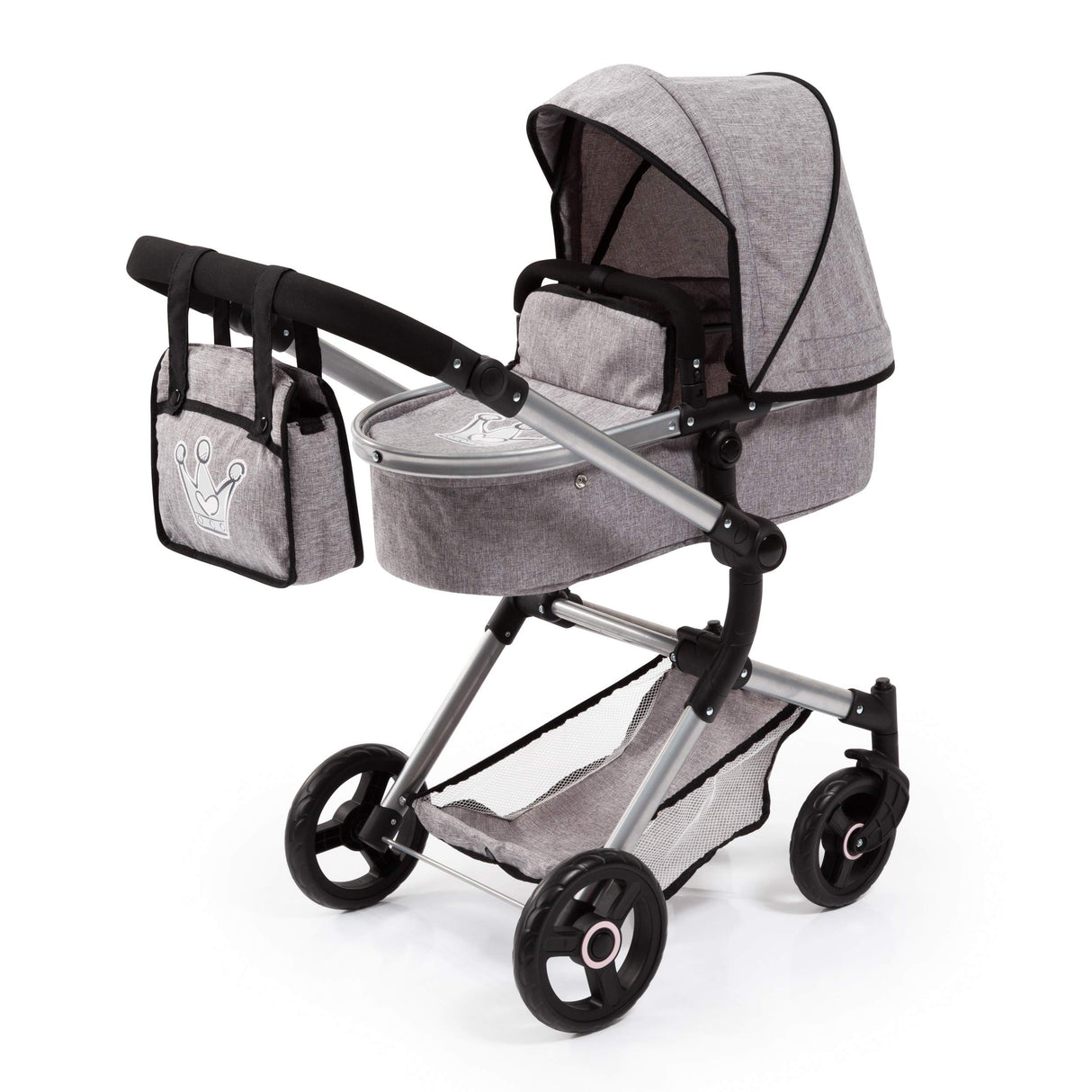 Bayer Design 18410Aa, Cochecito de Muñecas, Carro Neo Vario, Combolsa, Convertible, Plegable, Ajustable, Gris Comcorona, Color