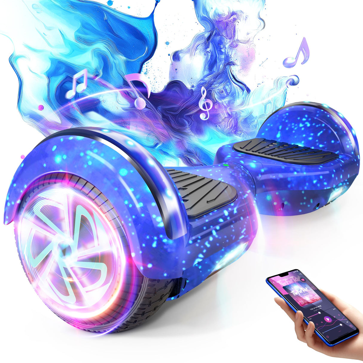 SISIGAD Hoverboard 6.5 inch, self-balancing Eclectic Scooter easy to control, non-slip, LED lights, Bluetooth speaker