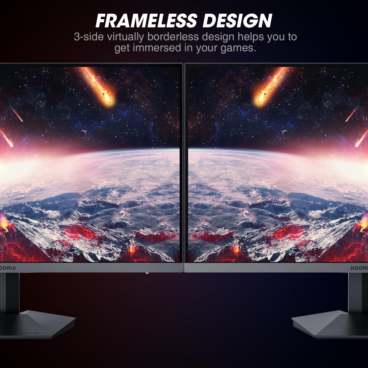 KOORUI Monitor 27 Pulgadas,Monitor Gaming 240Hz, Pantalla Ordenador FHD, 1ms, Adaptive Sync (1920 x 1080p, DCI-P3 90%, SRGB 100%, HDMI, DisplayPort, VESA 75x75)