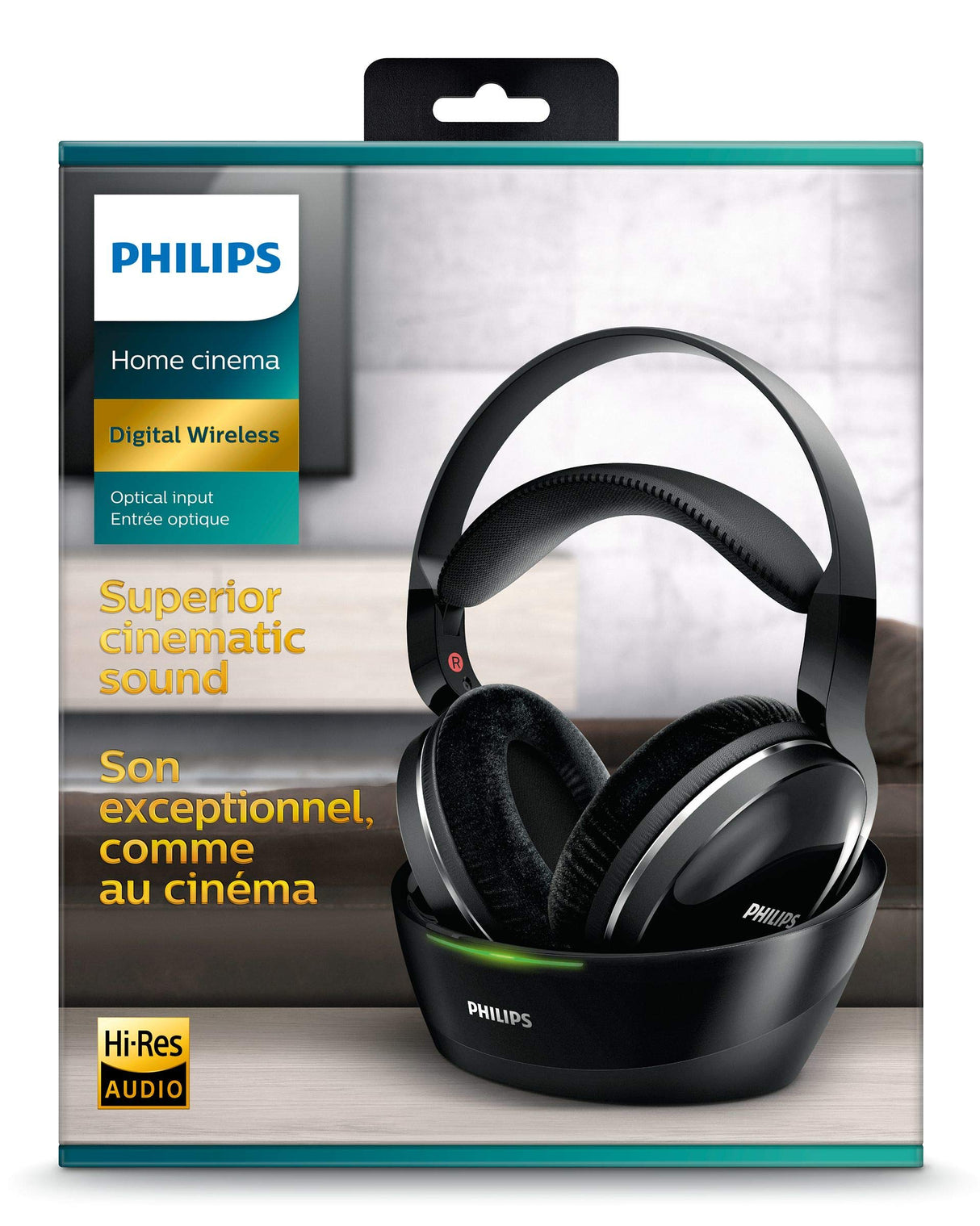 Philips SHD8850/12 - Auriculares para TV con Cargador, circumaurales, Diadema, inalámbricos/alámbricos, 75 dB, Negro