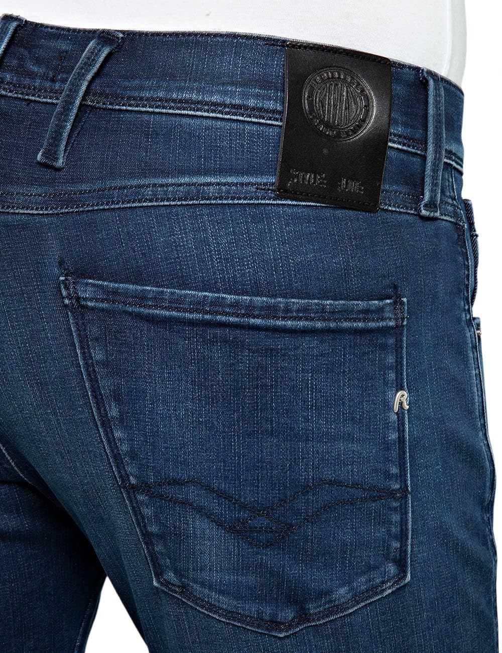 Replay Anbass Slim-Fit Hyperflex Jeans con elástico, Azul (Dark Blue 007), W30 x L30 para Hombre