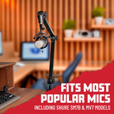 Gator Frameworks Soporte de micrófono Deluxe para podcasts y grabaciones, con cable XLR integrado (GFWBCBM3000)