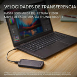 SanDisk SSD Profesional de 4 TB PRO-G40 hasta 3000 MB/s, Unidad Externa de Estado sólido, Thunderbolt 3 (40 Gbps), USB-C (10 Gbps) Ultra Resistente IP68 Resistente al Polvo y al Agua