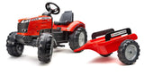 FALK-Tracteur à pédales Massey Ferguson S8740 Rouge with remorque Tractor Remolque-A Partir de 3 años-Fabricado en Francia-Volante direccional con bocina-Asiento regulable-4010AB, Multicolor, 4010ab