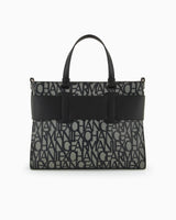 Armani Exchange Bolso Grande con Logotipo de Satchel Tote Bag, Big Mujeres, Beige/Black, Einheitsgröße
