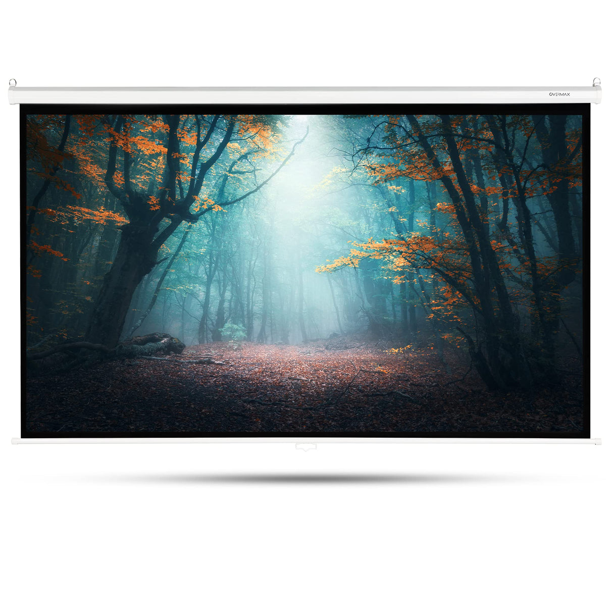 OVERMAX Screen Pantalla de proyección con trípode, Tres Patas, Ajuste de Altura de Pantalla y trípode, retracción automática de Pantalla con Resorte ((100'') 221 x 124 cm)